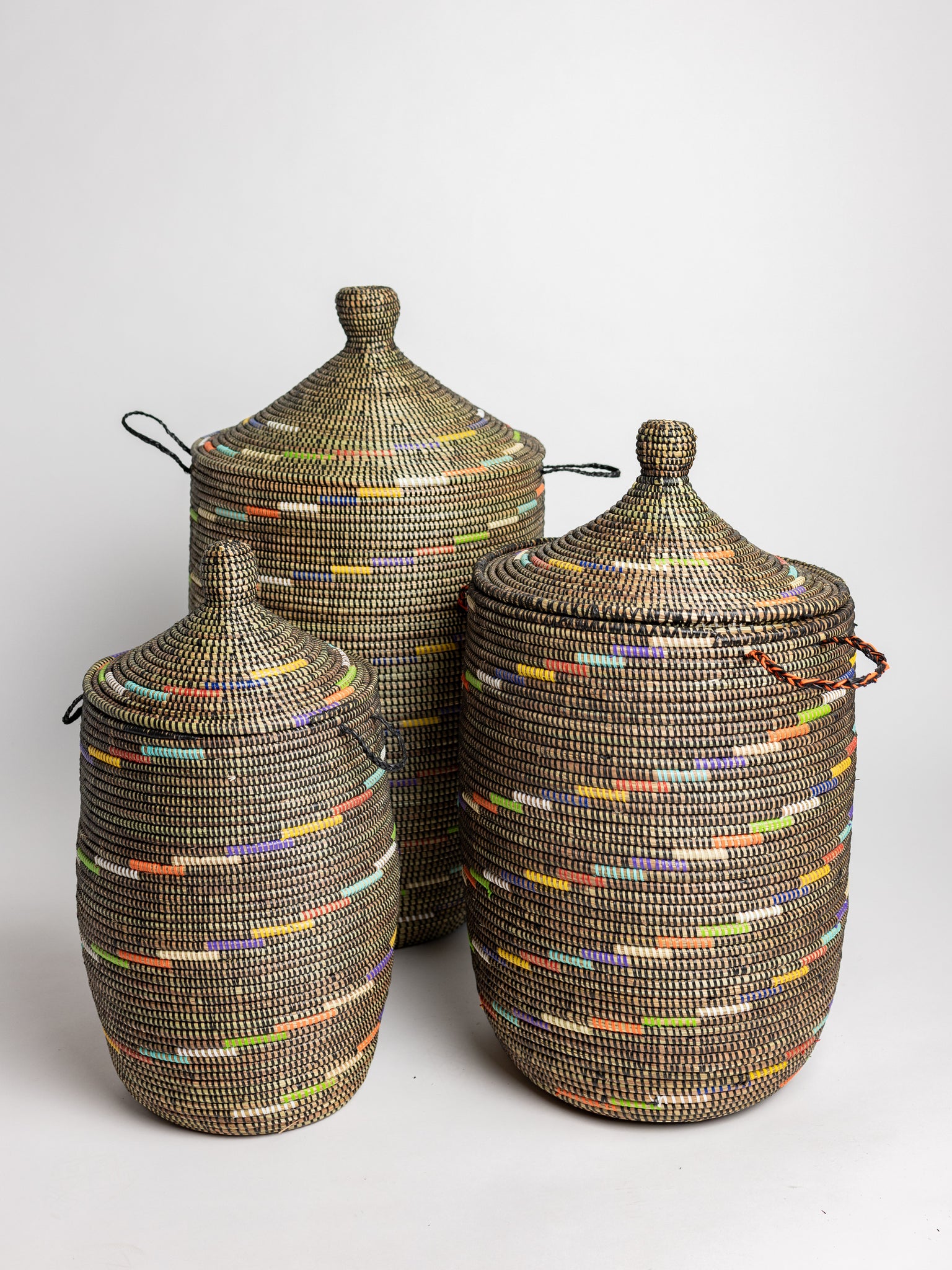 Baskets - 3 nesting sizes with design and handmade in West Africa