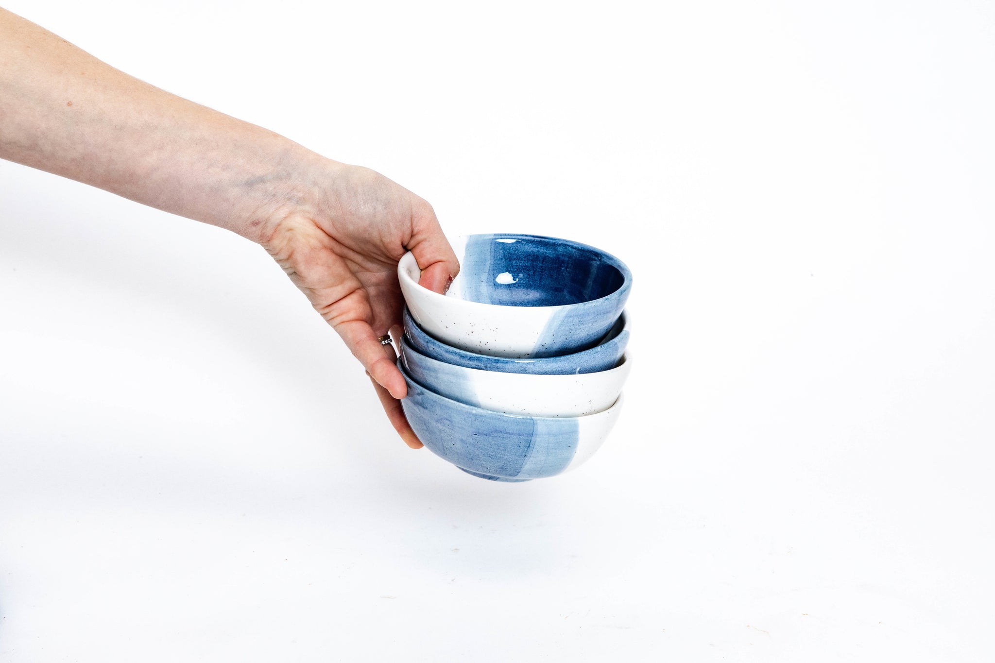 bowl - ceramic blue, handmade in Colombia with hand painted details