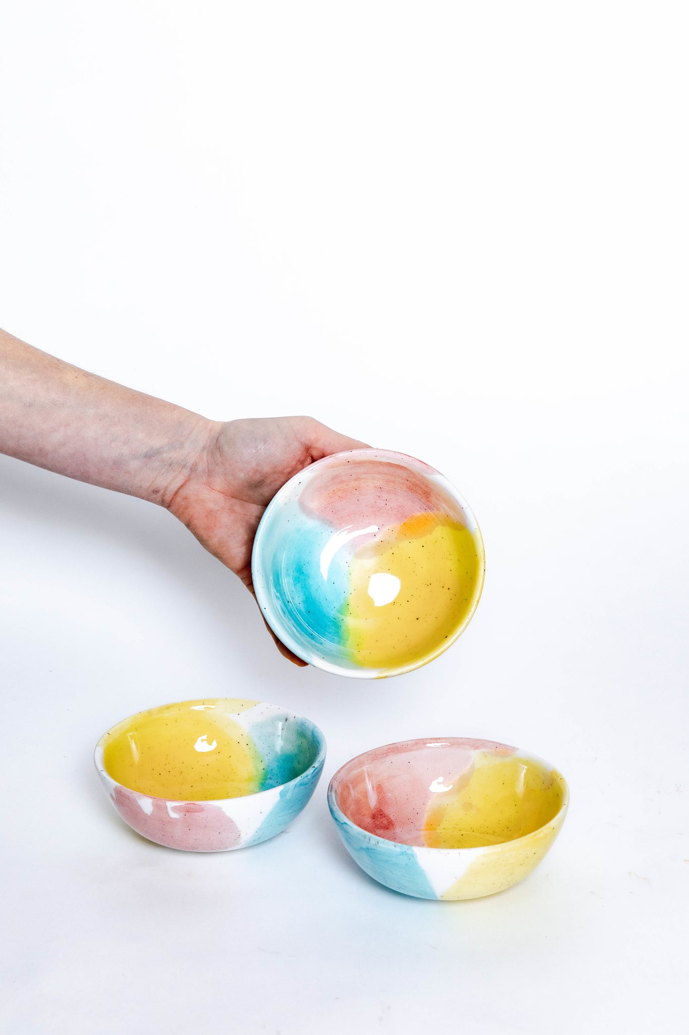 bowl - ceramic and rainbow handmade and painted in Colombia
